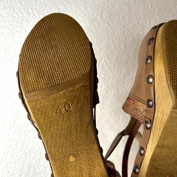 Sanita Danish Mary Jane Clog Womens Size 40 T Strap Camel Animal Print Brown - Picture 9 of 10